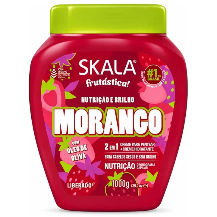 Pote de Skala Frutástica Morango, creme para pentear, 1000 g